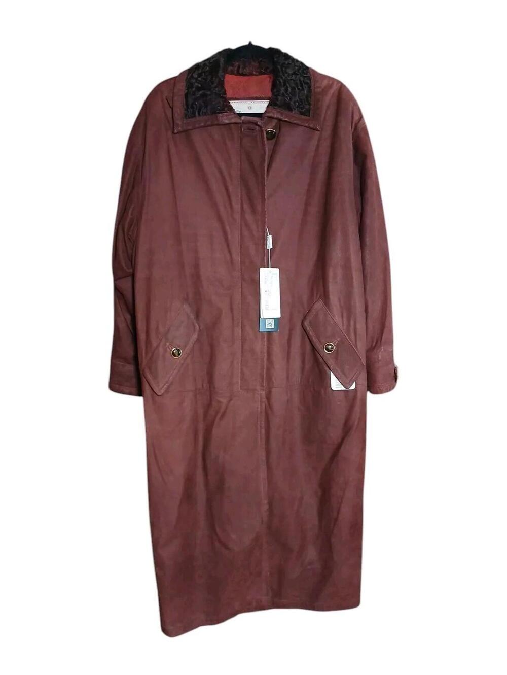 Gallotti leather/curly lamb fur collar coat Size 22/XXL NWT
